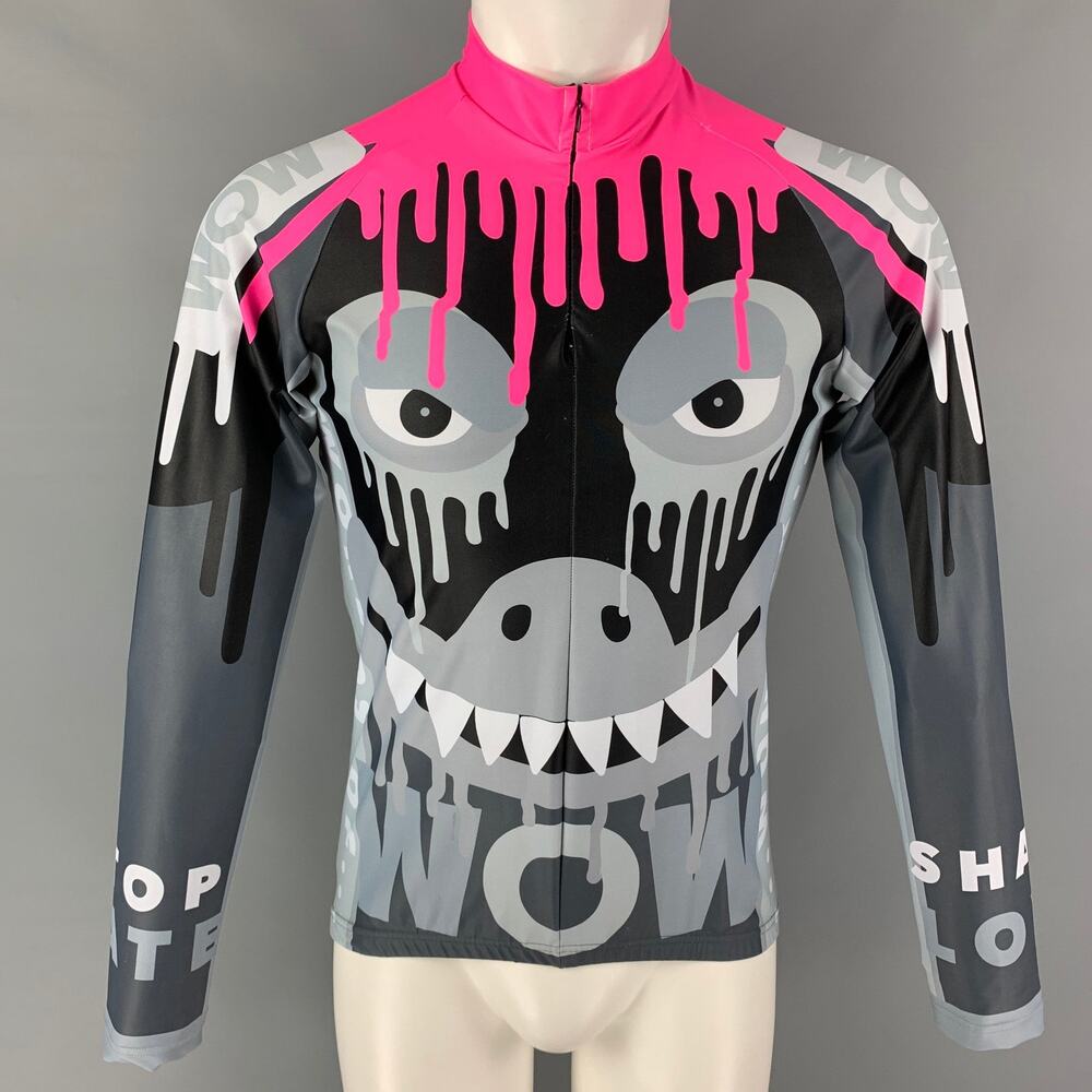 WALTER VAN BEIRENDONCK FW19 Size M Black Pink Monster Graphic Jersey Bike Top